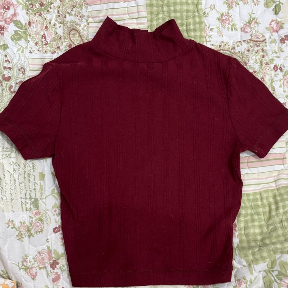 Elegant Burgundy Mock Neck Top